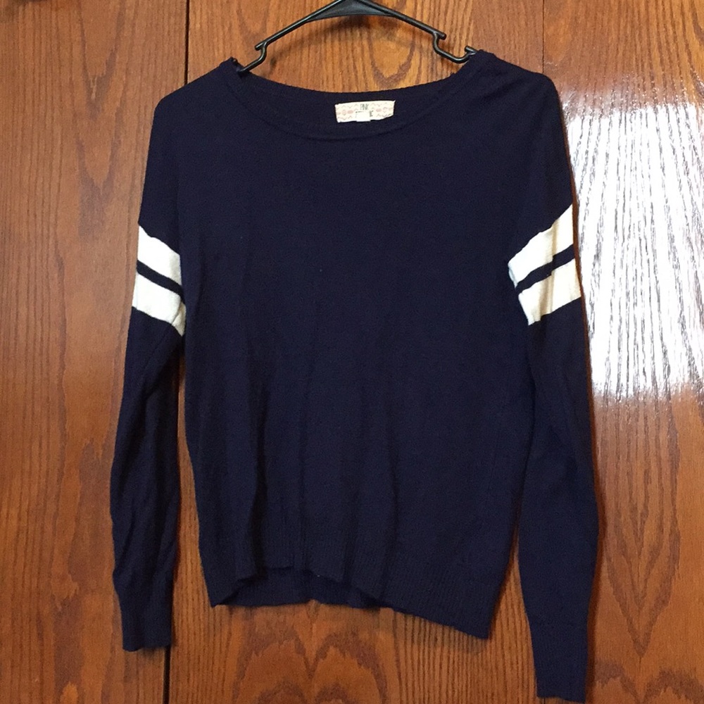 Navy Blue Sweater W/ Stripes
